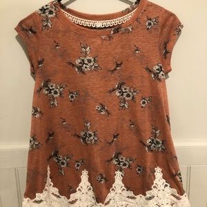 Target Pinkish Color Blouse w/ White Floral Design